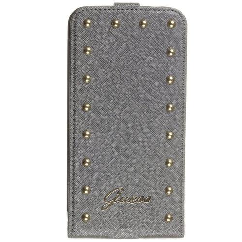 Etui Luxe Guess Rabat Vertical Studded Collection Gris Clouté Samsung Galaxy-S5