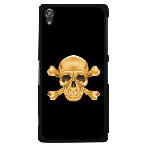 Coque Rigide Noire Pour Sony Xperia Z3-Plus Avec Impression Motif Tête De Mort