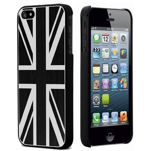 Coque Moxie Aluminium Brossé Noir Drapeau Uk Pour Apple Iphone 5s