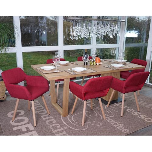 6x Chaise De Salle À Manger Hwc-A50 Ii, Fauteuil, Design Rétro Des Années 50   Tissu, Rouge Pourpre