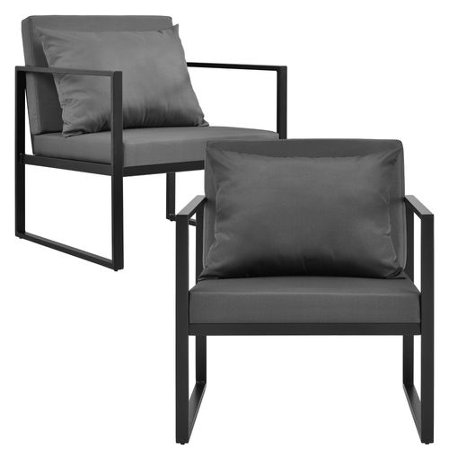 2 X Chaises Extérieures Robustes Avec Coussins Confortables Noir 70 X 60 X 60 Cm Helloshop26 03_0000173