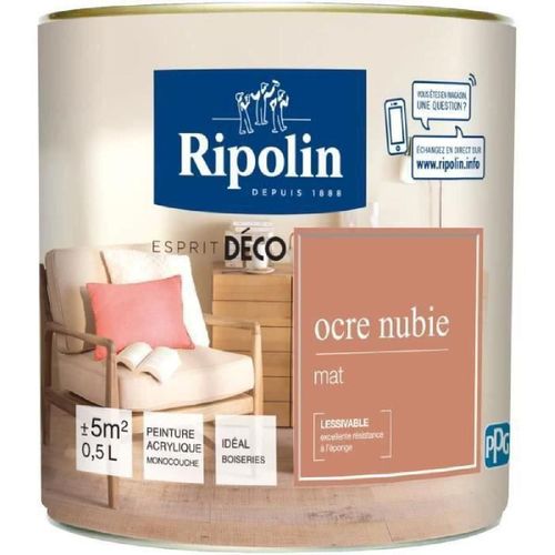 Peinture de couleur murale intérieur mat ocre nubie 0.5L Ripolin