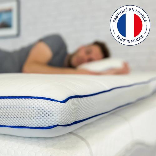 Surmatelas Moelleux 200x200cm - Qualité Hôtellerie - Production Française - Epaisseur Totale De 7 Cm Avec Une Enveloppe Amovible Et Lavable - Certifié Oeko-Tex