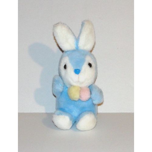Peluche Lapin Bleu Nounours Vintage Doudou Lapin Assis 21 Cm