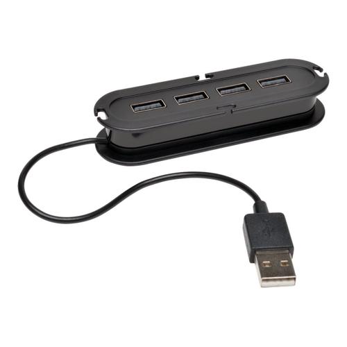 Tripp Lite 4-Port USB 2.0 Compact Mobile Hi-Speed Ultra-Mini Hub w/ Cable - Concentrateur (hub) - 4 x USB 2.0 - de bureau