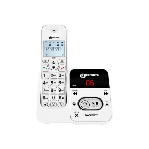 Geemarc Amplidect 295 - Téléphone sans fil - système de répondeur avec ID d'appelant/appel en instance - DECTGAP - (conférence) à trois capacité d'appel - blanc