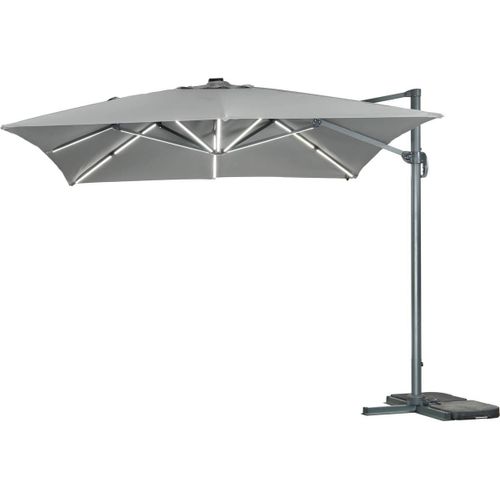Parasol Jardin Déporté Led Alu "Sun 3 Luxe" - Carré - 3 X 3 M - Gris
