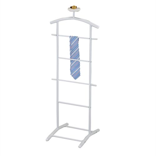 Valet De Chambre Atrix Chevalet De Nuit Portant Pour Vêtements, Struture En Métal Laqué Blanc