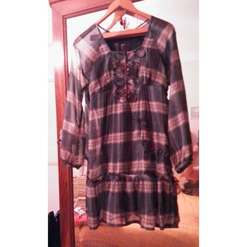 Robe A Carreaux Gris/Marrons 36 S Desigual.