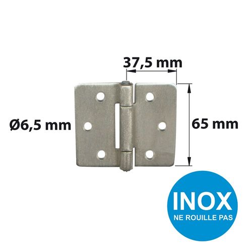 Charnière forte inox pour volets battants/pour porte battante, L.75 x l.75 mm