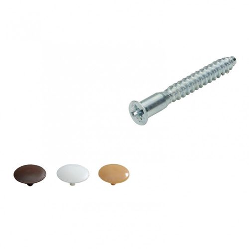 Lot de 16 vis d'assemblage avec cache acier chromé HETTICH, l.50 mm