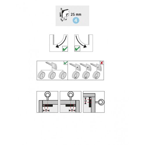 Serrure de meuble acier en applique HETTICH 25 mm réversible