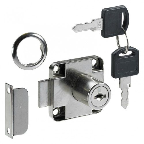 Serrure de meuble acier en applique HETTICH AXE 25 mm réversible