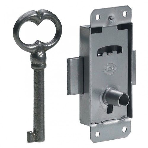 Serrure de meuble fer en applique HETTICH 15 mm réversible