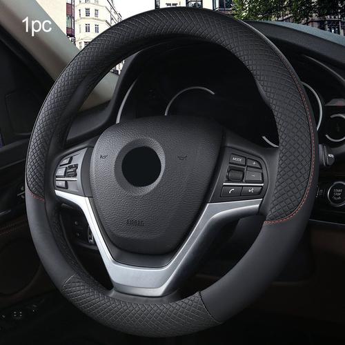 Housse de volant universelle en cuir artificiel respirant, couvre volant de  voiture, accessoires d'intérieur de voiture - Type Black