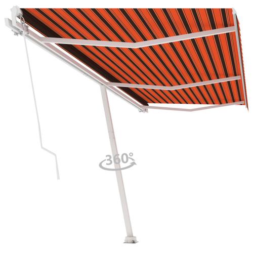 Vidaxl Auvent Manuel Rétractable Sur Pied 600x300 Cm Orange Et Marron