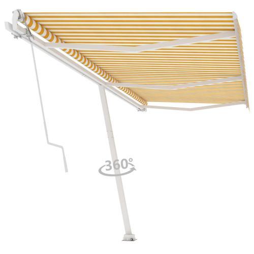 Vidaxl Auvent Automatique Sur Pied 600x350 Cm Jaune/Blanc