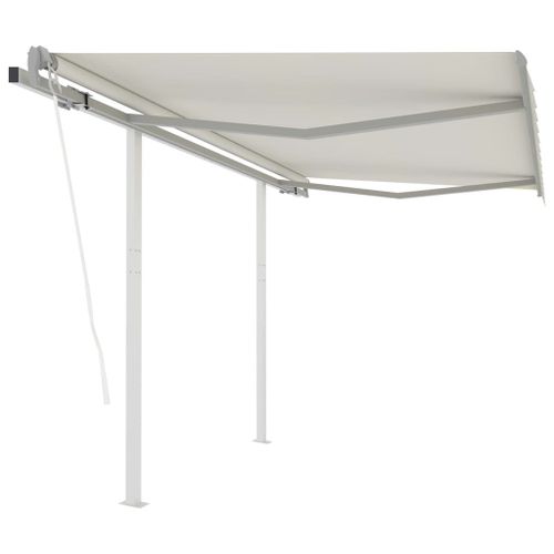 Vidaxl Auvent Rétractable Automatique Et Poteaux 3x2,5 M Crème