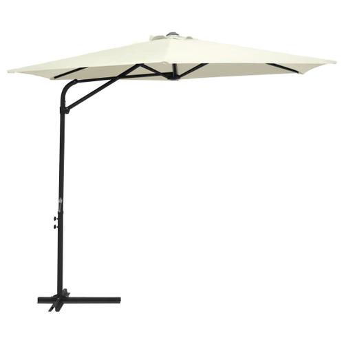 Vidaxl Parasol D'extérieur Avec Mât En Acier 300 Cm Blanc Sable