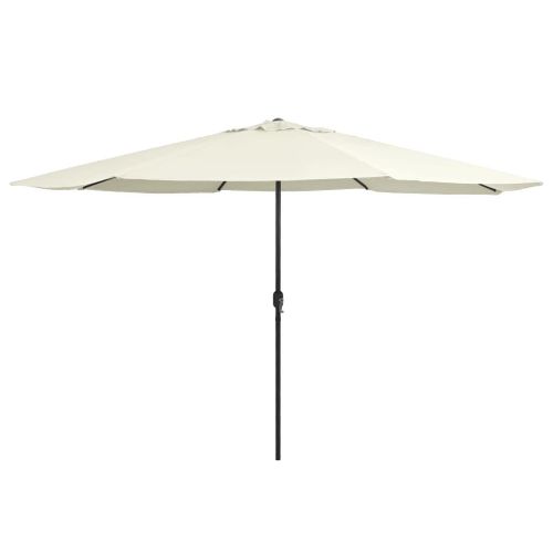 Vidaxl Parasol D'extérieur Avec Mât En Métal 390 Cm Blanc Sable