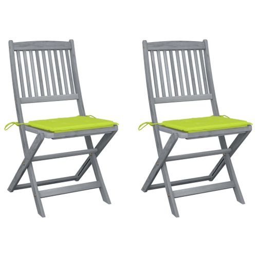 Vidaxl Chaises Pliables D'extérieur 2 Pcs Avec Coussins Bois D'acacia