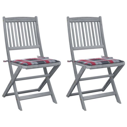 Vidaxl Chaises Pliables D'extérieur 2 Pcs Avec Coussins Bois D'acacia