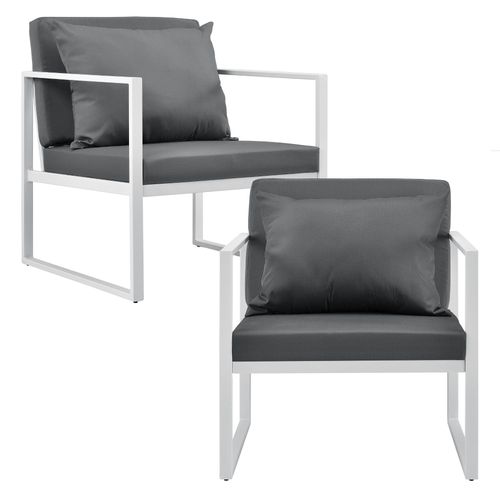2 X Chaises Extérieures Robustes Avec Coussins Confortables Blanc 70 X 60 X 60 Cm Helloshop26 03_0000172