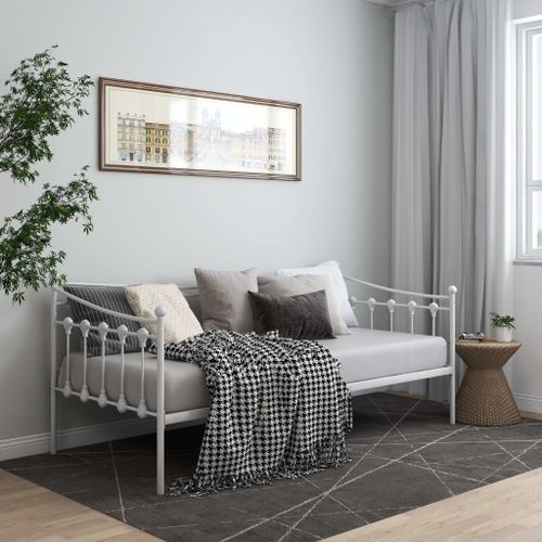 Vidaxl Cadre De Canapé-Lit Sans Matelas Blanc Métal 90x200 Cm