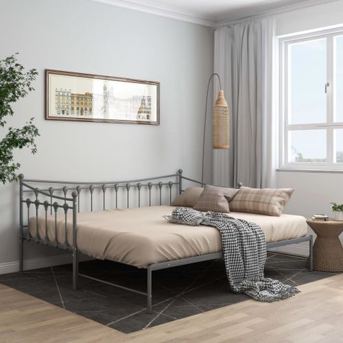 Vidaxl Cadre De Canapé-Lit Extensible Sans Matelas Gris Métal 90x200cm