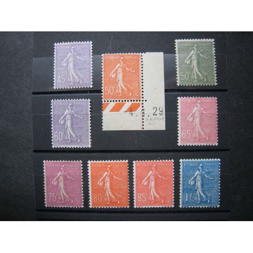 Timbres-Poste France Neufs ** N° 197 À 205 - 9 Valeurs - Type Semeuse Lignée - Série Complète - 1924-25-26