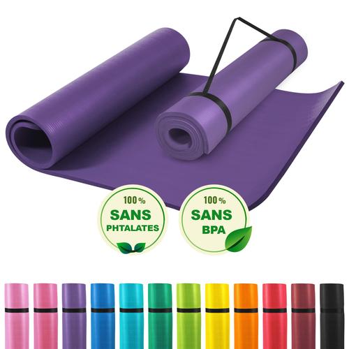 Gorilla Sports - Tapis En Mousse Grand -190x100x1,5cm (Yoga - Pilates - Sport ? Domicile) - Couleur : Violet