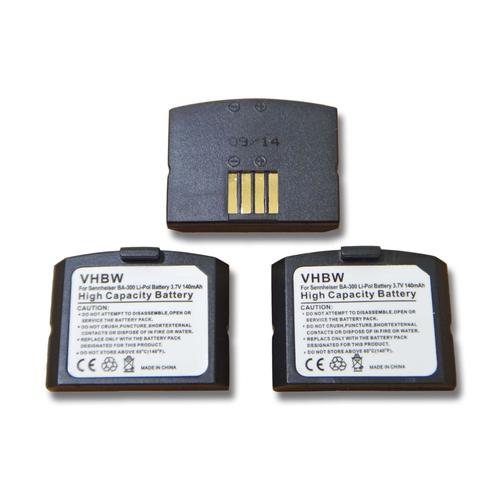 vhbw 3x Accus compatibles avec écouteurs sans fil Sennheiser EKI 830, HDI 830, IS 410, RI 410, RI 830 (140 m Ah, 3,7V, Li-Polymere)