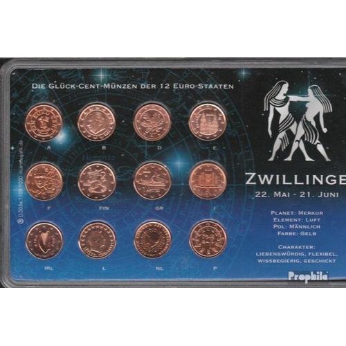 Europe Glückscent-Coins Tous 12 Gründungsländer Brillant Universel (Bu) Fleur De Coin