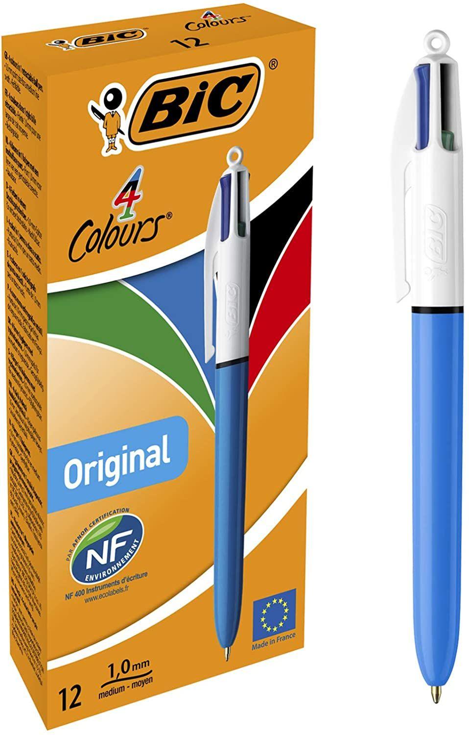 Bic 4 Colours Original, stylo bille, 0,32 mm, 4 couleurs d'encre classique,  bleu, sous blister