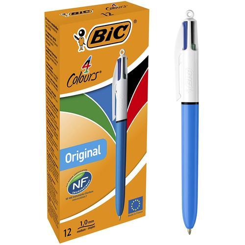 BIC Stylo bille 4 couleurs rétractables Classique. Pointe Moyenne