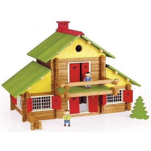 Grand Chalet Suisse 240 Pieces - Jouet En Bois - Fabrique En France - Maison Jeujura Construction - Enfant Des 5 Ans