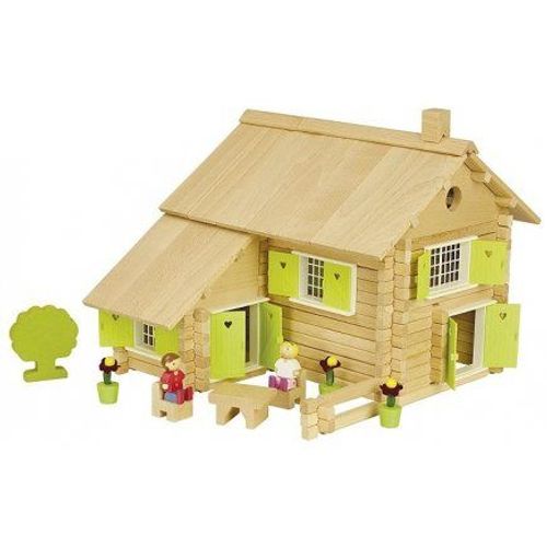 Chalet Maison Forestiere En Rondins De Bois Et Figurines - 240 Pieces - Jeu Construction Jeujura - Jouet Francais