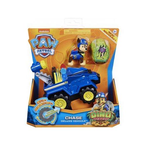 Pat Patrouille Dino : Chase Et Son Quad Tout Terrain De Police + Un Dinonaure Mystere - Vehicule Deluxe - Voiture - Figurine Chien