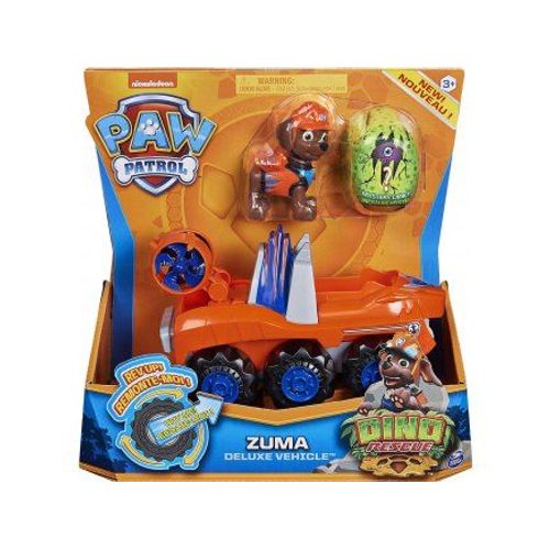 Pat Patrouille Dino : Zuma Et Son Hovercraft Dino + Un Dinonaure Mystere - Vehicule Deluxe - Voiture - Figurine Chien