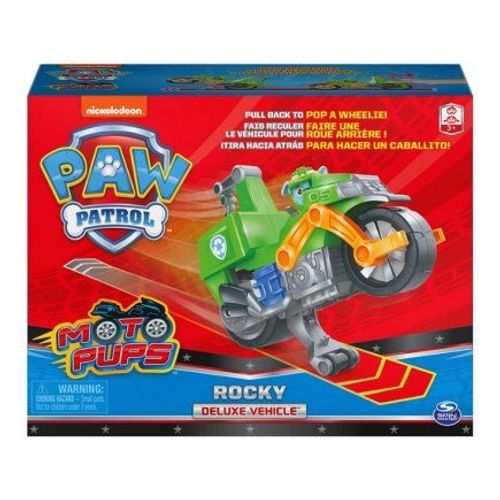 Pat Patrouille Moto A Retrofriction : Rocky Et Sa Moto De Recyclage - Figurine Et Vehicule De Luxe - Paw Patrol Nouveaute