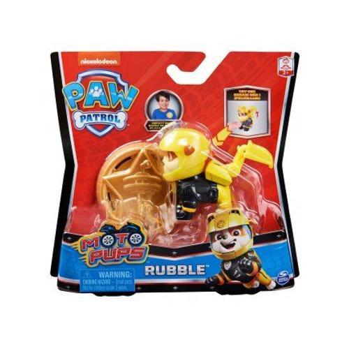 Pat Patrouille Moto Pups : Chien Ruben Avec Sa Fonction Speciale + Badge Chef De Chantier - Figurine Animaux - Paw Patrol Nouveaute