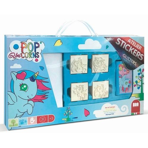 Loisir Créatif - Coffret Tampons Et Stickers Licorne
