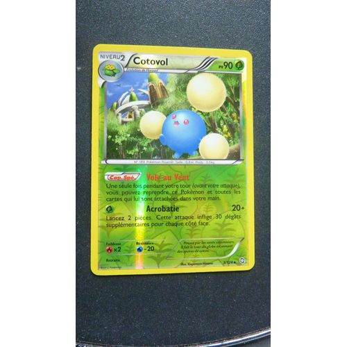 Carte Pokemon Française Rare - Cotovol - 90 Pv - N° 3/124 *- Série Noir § Blanc Dragons Exaltés De 2012 - En Version Reverse Brillante