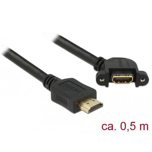 Delock - Câble d'extension HDMI avec Ethernet - HDMI mâle pour HDMI femelle incliné - 50 cm - noir - support 4K