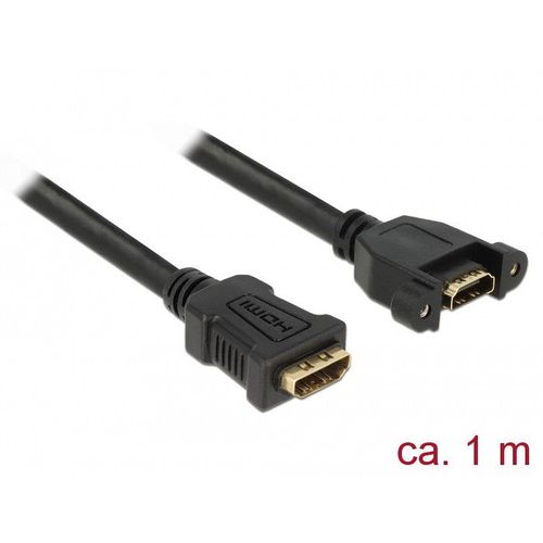 Delock - Câble HDMI avec Ethernet - HDMI femelle pour HDMI femelle vissable - 1 m - noir - support 4K