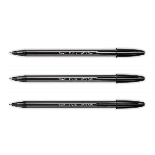 Bic Lot De 3 Stylos Bille Cristal Exact Pointe Ultra Fine Noir