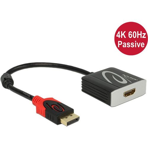 Delock 4K Passive - Adaptateur vidéo - DisplayPort mâle pour HDMI femelle - 20 cm - noir - support 4K