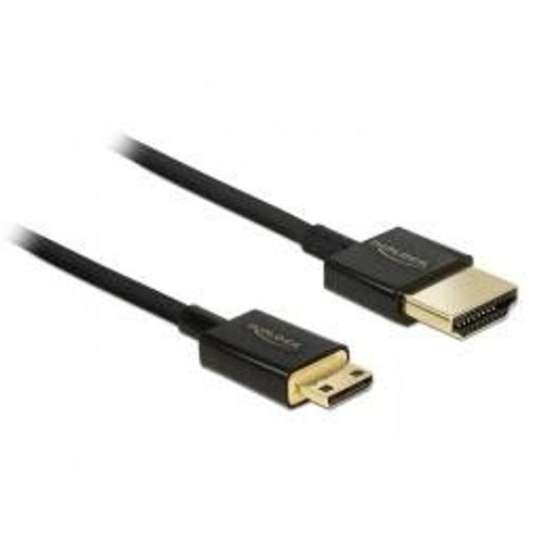 Delock Slim Premium - Câble HDMI avec Ethernet - 19 pin micro HDMI Type D mâle pour HDMI mâle - 1 m - triple blindage - noir - support 4K