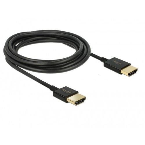 Delock Slim High Quality - Câble HDMI avec Ethernet - HDMI mâle pour HDMI mâle - 25 cm - triple blindage - noir - support 4K
