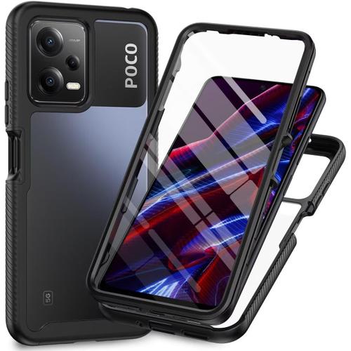 Coque De Protection Pour Xiaomi Redmi Note 12 5g Avec Protection D'écran Intégrée Anti-Chocs - Protection Complète À 360 ° - Robuste - En Tpu - Pour Xiaomi Redmi Note 12 5g - Noir